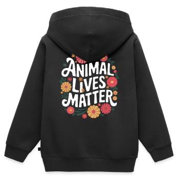 Vegetarian Vegan Veggie Vegetarian - Kids Premium Organic Zip-up Hoodie - black - Back - AI Model Kid Male (0cm)