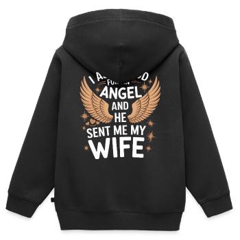 Frau Ehefrau Partnerin Familie Verheiratet - Kinder Premium Organic Zip Hoodie - Schwarz - Hinten - AI Model Kid Male (0cm)