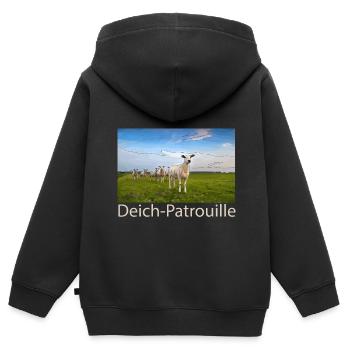Deich Patrouille - Schafe auf dem Deich - Kinder Premium Organic Zip Hoodie - Schwarz - Hinten - AI Model Kid Male (0cm)