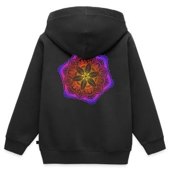 Mandala - Sweat Premium à capuche zippé enfant bio - noir - Dos - AI Model Kid Male (0cm)