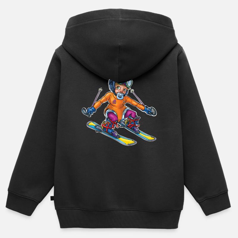 Petit bébé skieur 2 - Sweat Premium à capuche zippé enfant bio - noir