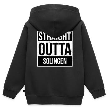 Straight Outta Solingen - Kinder Premium Organic Zip Hoodie - Schwarz - Hinten - AI Model Kid Male (0cm)