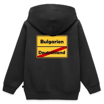 Auswandern nach Bulgarien! Ortsschild Desing. - Kinder Premium Organic Zip Hoodie - Schwarz - Hinten - AI Model Kid Male (0cm)