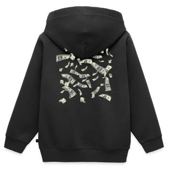 Flux de trésorerie Pluie d’argent - Sweat Premium à capuche zippé enfant bio - noir - Dos - AI Model Kid Male (0cm)