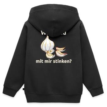 Knoblauch Knobi stinken Liebe Geschenk - Kinder Premium Organic Zip Hoodie - Schwarz - Hinten - AI Model Kid Male (0cm)