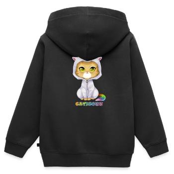 Caticorn - Für Katzen und Einhörner - Kinder Premium Organic Zip Hoodie - Schwarz - Hinten - AI Model Kid Male (0cm)