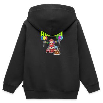 Feuerwehr Aleksej Geschenk - Kinder Premium Organic Zip Hoodie - Schwarz - Hinten - AI Model Kid Male (0cm)