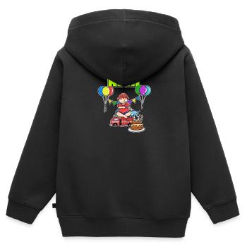 Feuerwehr Alex Geschenk - Kinder Premium Organic Zip Hoodie - Schwarz - Hinten - AI Model Kid Male (0cm)
