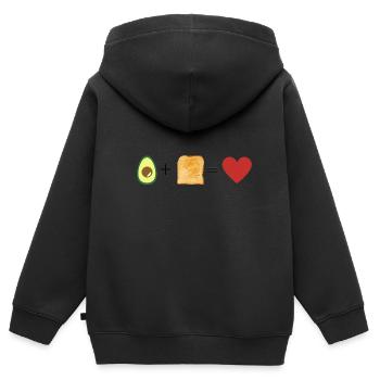 Avocado / Toast / Love / Toast und Avocado - Kinder Premium Organic Zip Hoodie - Schwarz - Hinten - AI Model Kid Male (0cm)