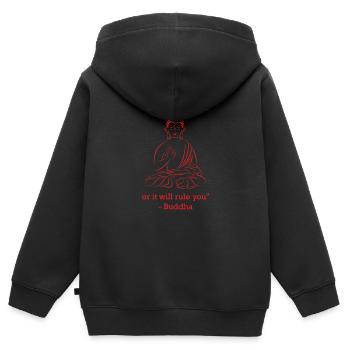 Buddha - "Verstand" - Sweat Premium à capuche zippé enfant bio - noir - Dos - AI Model Kid Male (0cm)