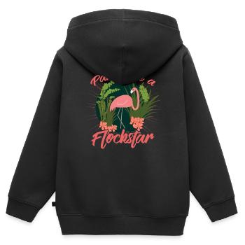Party Flamingo like a Flockstar - Kinder Premium Organic Zip Hoodie - Schwarz - Hinten - AI Model Kid Male (0cm)