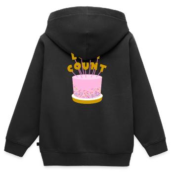 Nombre perdu Geburtstagskuche - Sweat Premium à capuche zippé enfant bio - noir - Dos - AI Model Kid Male (0cm)