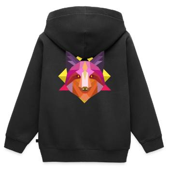 fox shirt abstrakt Fuchs shirt zoo geschenkidee - Kinder Premium Organic Zip Hoodie - Schwarz - Hinten - AI Model Kid Male (0cm)