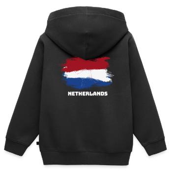 Niederlande Holland Fahne Flagge - Kinder Premium Organic Zip Hoodie - Schwarz - Hinten - AI Model Kid Male (0cm)