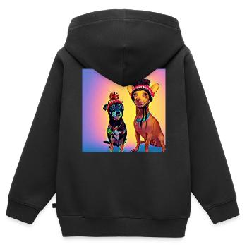 Pop Art - Sweat Premium à capuche zippé enfant bio - noir - Dos - AI Model Kid Male (0cm)