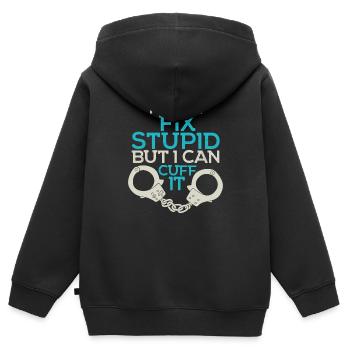 arrêter la stupidité - Police - Menottes - Sweat Premium à capuche zippé enfant bio - noir - Dos - AI Model Kid Male (0cm)