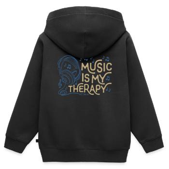 Die Musik ist meine Therapy Leben - Kinder Premium Organic Zip Hoodie - Schwarz - Hinten - AI Model Kid Male (0cm)