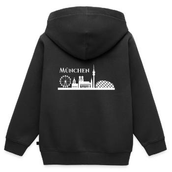 Muenchen Skyline - Kinder Premium Organic Zip Hoodie - Schwarz - Hinten - AI Model Kid Male (0cm)