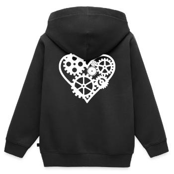 Coeur Steampunk - Sweat Premium à capuche zippé enfant bio - noir - Dos - AI Model Kid Male (0cm)