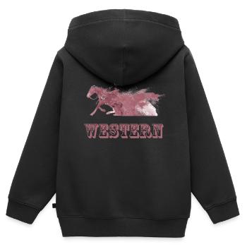 équitation ouest - Sweat Premium à capuche zippé enfant bio - noir - Dos - AI Model Kid Male (0cm)