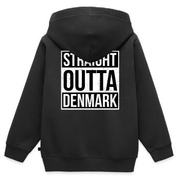 Straight Outta Denmark - Kinder Premium Organic Zip Hoodie - Schwarz - Hinten - AI Model Kid Male (0cm)