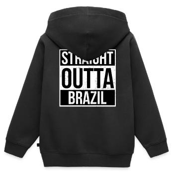 Straight Outta Brazil - Kinder Premium Organic Zip Hoodie - Schwarz - Hinten - AI Model Kid Male (0cm)