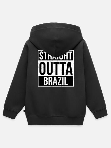 Straight Outta Brazil - Kinder Premium Organic Zip Hoodie - Schwarz