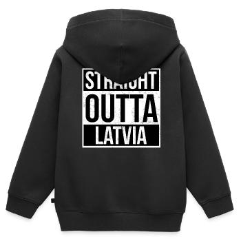 Straight Outta Latvia - Kinder Premium Organic Zip Hoodie - Schwarz - Hinten - AI Model Kid Male (0cm)