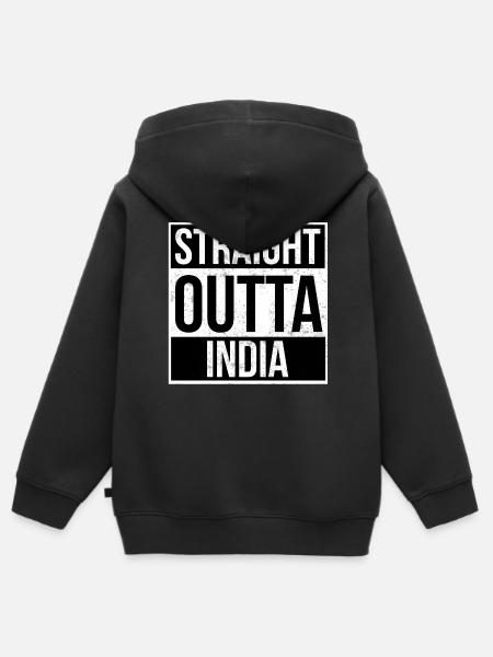 Straight Outta India - Kinder Premium Organic Zip Hoodie - Schwarz