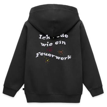 Ich rede wie ein Feuerwerk - Kinder Premium Organic Zip Hoodie - Schwarz - Hinten - AI Model Kid Male (0cm)