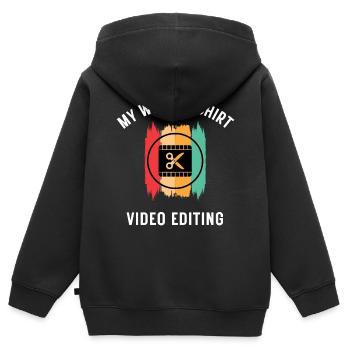 Video Editor Work T-Shirt - Kinder Premium Organic Zip Hoodie - Schwarz - Hinten - AI Model Kid Male (0cm)