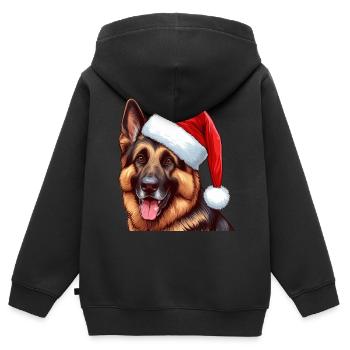 German Shepherd Christmas Spirit - Kids Premium Organic Zip-up Hoodie - black - Back - AI Model Kid Male (0cm)