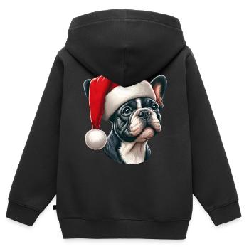 Frenchie The Santa Claus - Kids Premium Organic Zip-up Hoodie - black - Back - AI Model Kid Male (0cm)