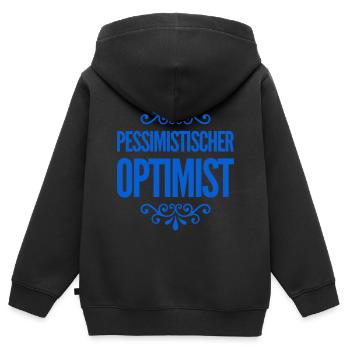 vor dir steht ein pessimistischer Optimist - Kinder Premium Organic Zip Hoodie - Schwarz - Hinten - AI Model Kid Male (0cm)