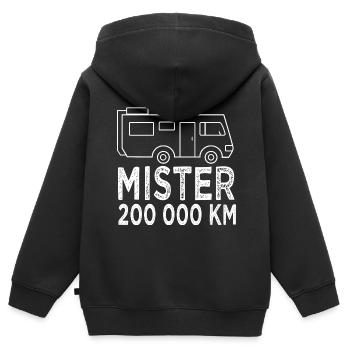 Camping Mister 200 000 km cadeau camping car - Sweat Premium à capuche zippé enfant bio - noir - Dos - AI Model Kid Male (0cm)