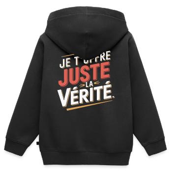 Je t'offre juste la vérité - Sweat Premium à capuche zippé enfant bio - noir - Dos - AI Model Kid Male (0cm)