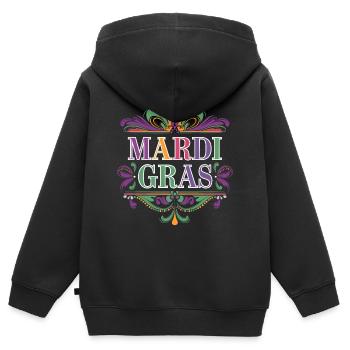 Mardi Gras - Sweat Premium à capuche zippé enfant bio - noir - Dos - AI Model Kid Male (0cm)