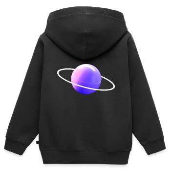 Univers spatial Orbite astronaute planète espace - Sweat Premium à capuche zippé enfant bio - noir - Dos - AI Model Kid Male (0cm)