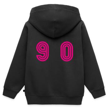 90. 90 JAHRE. 90-JÄHRIGES JUBILÄUM. 90-JÄHRIGES JUBILÄUM. - Kinder Premium Organic Zip Hoodie - Schwarz - Hinten - AI Model Kid Male (0cm)