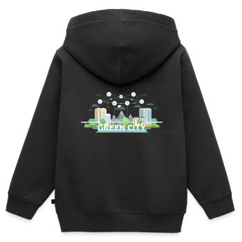 Erneuerbare Energie Öko Umwelt Elektrisch Recycle - Kinder Premium Organic Zip Hoodie - Schwarz - Hinten - AI Model Kid Male (0cm)