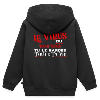 Boogie Woogie virus cadeau sport - Sweat Premium à capuche zippé enfant bio - noir - Dos - AI Model Kid Male (0cm)