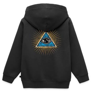 Allsehendes Auge, Dreieck, Pyramide, Vintage, Gott - Kinder Premium Organic Zip Hoodie - Schwarz - Hinten - AI Model Kid Male (0cm)