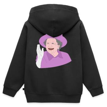 La reine Elizabeth II salue le 70e jubilé de la Couronne - Sweat Premium à capuche zippé enfant bio - noir - Dos - AI Model Kid Male (0cm)