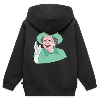 Our majesty the queen Elizabeth II. - Kids Premium Organic Zip-up Hoodie - black - Back - AI Model Kid Male (0cm)