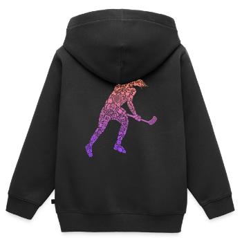 Joueur de floorball Floorballer Femmes Floorball - Sweat Premium à capuche zippé enfant bio - noir - Dos - AI Model Kid Male (0cm)