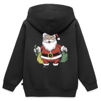 Santa Claus Weihnachtsmann Comic - Kinder Premium Organic Zip Hoodie - Schwarz - Hinten - AI Model Kid Male (0cm)