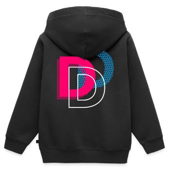 Anfangsbuchstabe D - Kinder Premium Organic Zip Hoodie - Schwarz - Hinten - AI Model Kid Male (0cm)