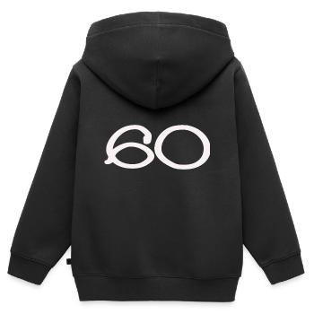 60. 60 JAHRE. 60-JÄHRIGES JUBILÄUM. 60. GEBURTSTAG. - Kinder Premium Organic Zip Hoodie - Schwarz - Hinten - AI Model Kid Male (0cm)