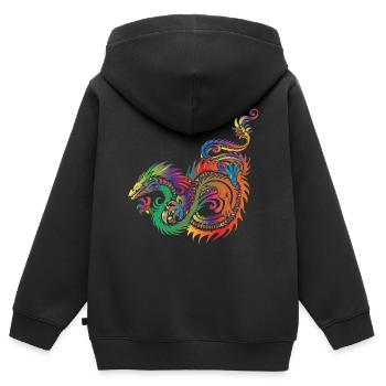 Tribal dragon - Kids Premium Organic Zip-up Hoodie - black - Back - AI Model Kid Male (0cm)