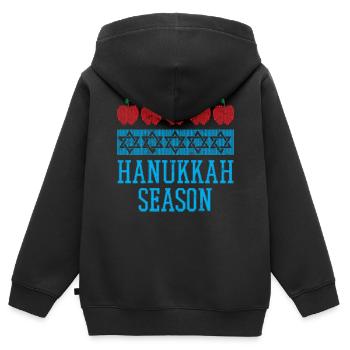 Laid Hanoukka, Hanoukka, fête des lumières, cadeau - Sweat Premium à capuche zippé enfant bio - noir - Dos - AI Model Kid Male (0cm)